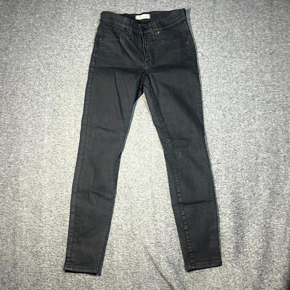 Madewell Jeans Womens 27 Black 9' High Rise Skinny Denim Dark Wash Mom Preppy